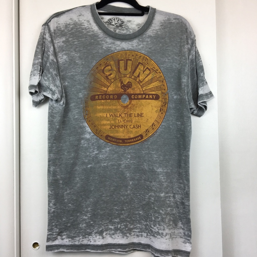 Johnny Cash Grey Burnout Walk the Line TShirt Sz M